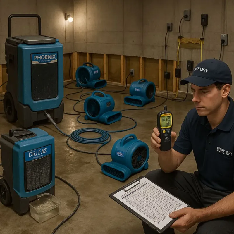 Structural Drying and Dehumidification process in Zilwaukee, MI